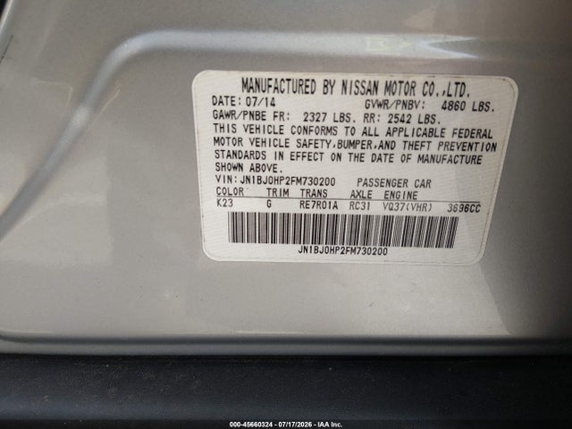JN1BJ0HP2FM730200 Infiniti Qx50 Journey