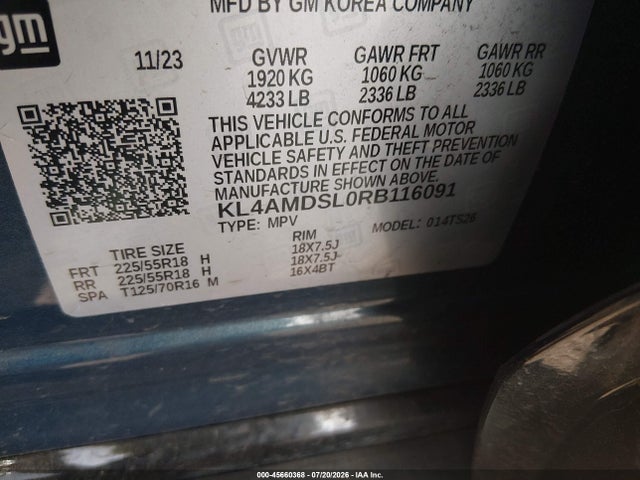 Aukcja sprzedaży 2024 Buick Encore Gx Sport Touring Fwd, vin: KL4AMDSL0RB116091, numer aukcji: 45660368