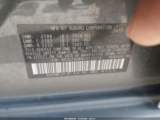 Продажа на аукционе авто 2020 Subaru Impreza Premium 5-door, vin: 4S3GTAD69L3715274, номер лота: 45660440