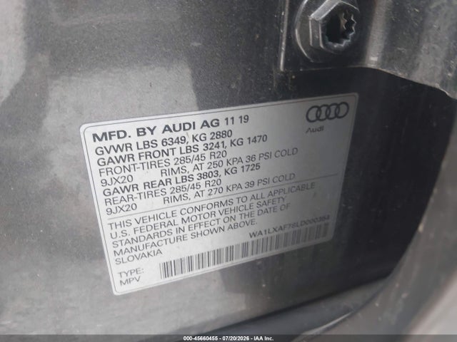 Продажа на аукционе авто 2020 Audi Q7 Premium Plus 55 Tfsi Quattro Tiptronic, vin: WA1LXAF78LD000354, номер лота: 45660455
