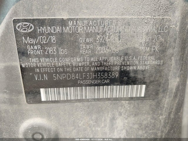 Hyundai Elantra Value Edition 2018 5NPD84LF3JH358389 Image 9