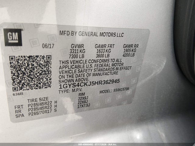 1GYS4CKJ5HR362945 Cadillac Escalade Premium Luxury