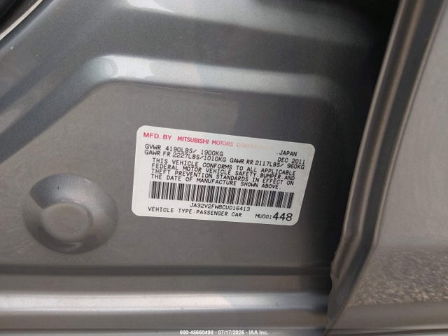 Aukcja sprzedaży 2012 Mitsubishi Lancer Se, vin: JA32V2FW8CU016413, numer aukcji: 45660498
