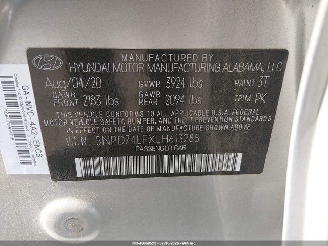 Hyundai ELANTRA SE 2020 5NPD74LFXLH613285 Image 9