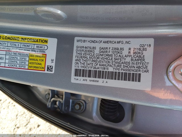 1HGCV1F38JA110815 Honda Accord Sport