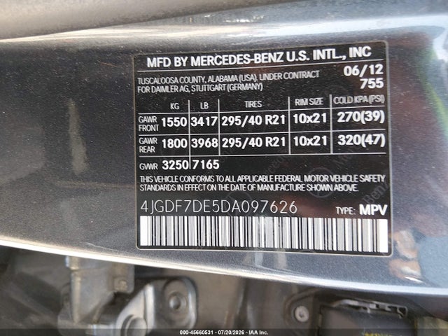 Продаж на аукціоні авто 2013 Mercedes-benz Gl 550 4matic, vin: 4JGDF7DE5DA097626, номер лоту: 45660531