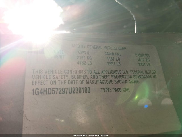 2007 Buick Lucerne Cxl მანქანა იყიდება აუქციონზე, vin: 1G4HD57297U230100, აუქციონის ნომერი: 45660545