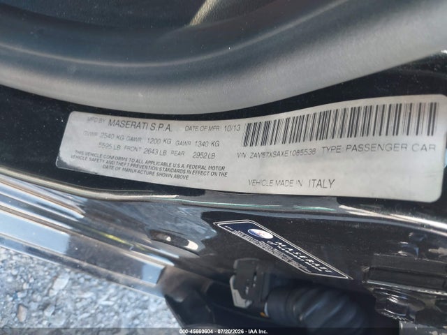 Продажа на аукционе авто 2014 Maserati Ghibli, vin: ZAM57XSAXE1085538, номер лота: 45660604