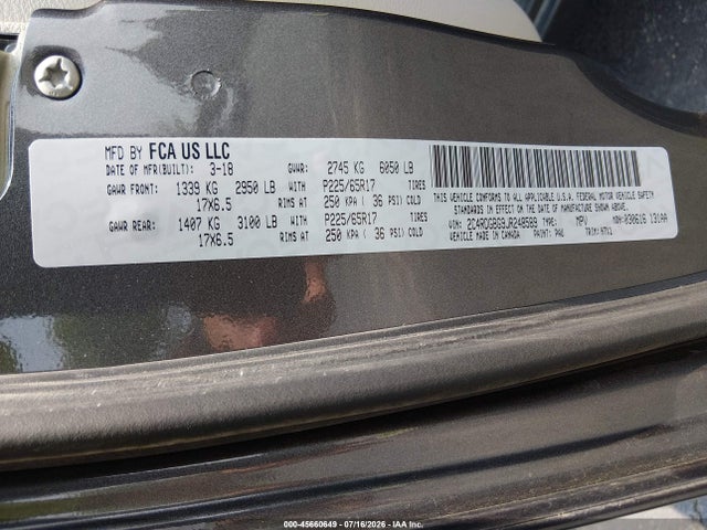 Продаж на аукціоні авто 2018 Dodge Grand Caravan Se, vin: 2C4RDGBG9JR248589, номер лоту: 45660649