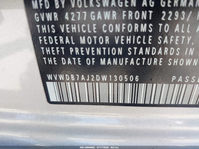2013 Volkswagen Golf 2.5l 4-door მანქანა იყიდება აუქციონზე, vin: WVWDB7AJ2DW130506, აუქციონის ნომერი: 45660662