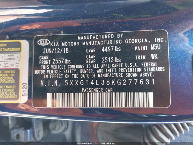 KIA Optima Lx 2019 5XXGT4L38KG277631 Image 9
