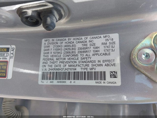 2HKRW6H37JH216164 Honda CR-V LX