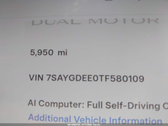 Продаж на аукціоні авто 2026 Tesla Model Y All-wheel Drive/long Range Launch Series/premium All-wheel Drive, vin: 7SAYGDEE0TF580109, номер лоту: 45660765