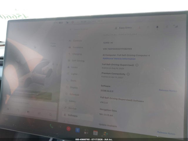 Продаж на аукціоні авто 2026 Tesla Model Y All-wheel Drive/long Range Launch Series/premium All-wheel Drive, vin: 7SAYGDEE0TF580109, номер лоту: 45660765