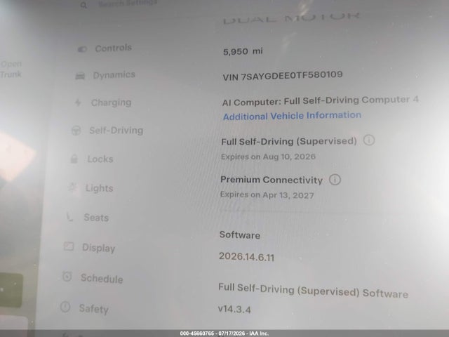 Продаж на аукціоні авто 2026 Tesla Model Y All-wheel Drive/long Range Launch Series/premium All-wheel Drive, vin: 7SAYGDEE0TF580109, номер лоту: 45660765