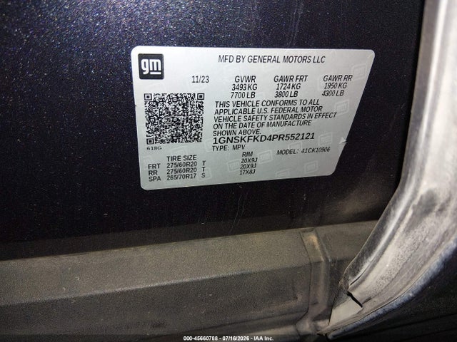 Продажа на аукционе авто 2023 Chevrolet Suburban 4wd Premier, vin: 1GNSKFKD4PR552121, номер лота: 45660788