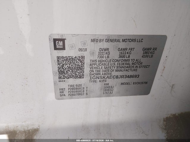 Chevrolet Tahoe Ls 2018 1GNSKAEC8JR348693 Image 9