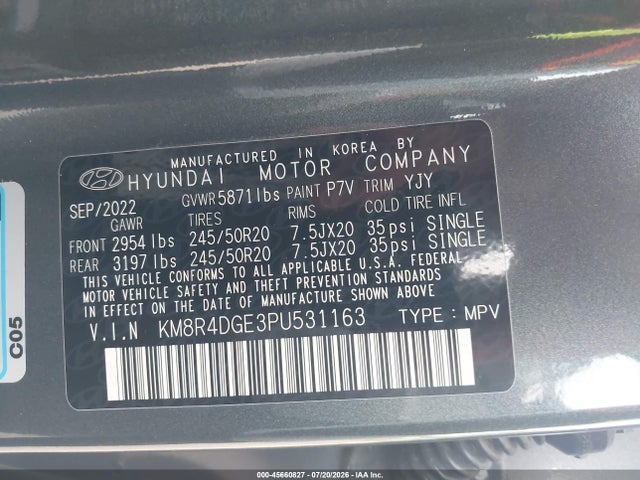 Aukcja sprzedaży 2023 Hyundai Palisade Sel, vin: KM8R4DGE3PU531163, numer aukcji: 45660827