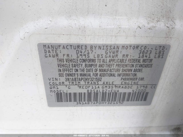 Nissan SENTRA SV 2017 3N1AB7AP0HY321592 Image 9