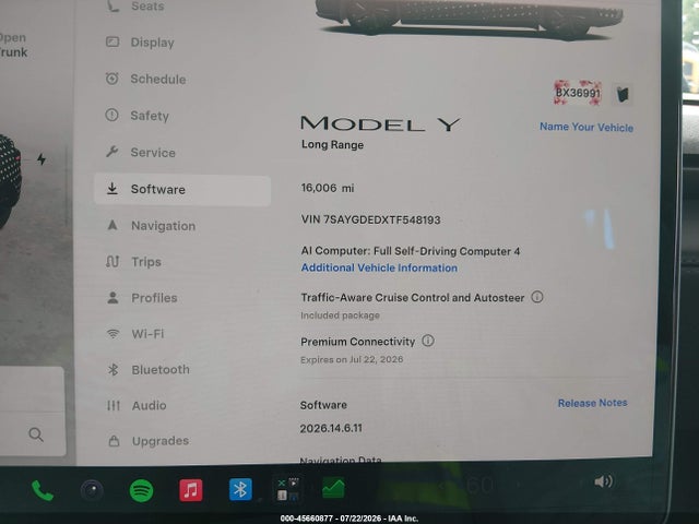 Aukcja sprzedaży 2026 Tesla Model Y Premium Rear-wheel Drive/rear-wheel Drive, vin: 7SAYGDEDXTF548193, numer aukcji: 45660877