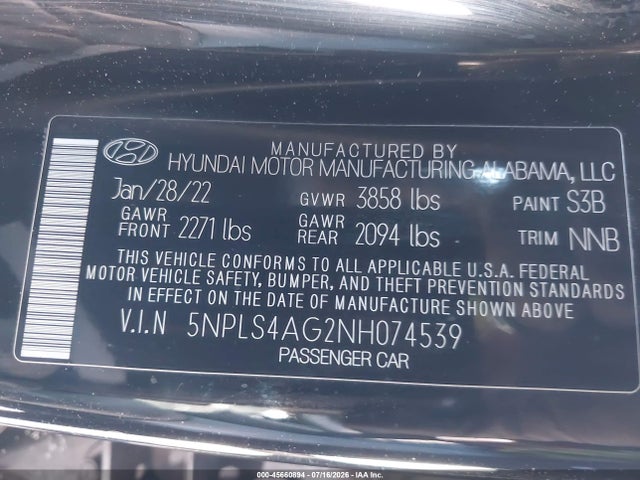 Hyundai ELANTRA SEL 2022 5NPLS4AG2NH074539 Image 9
