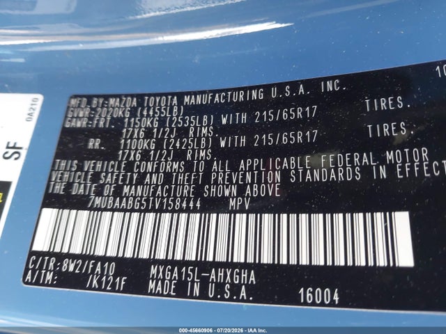 Продажа на аукционе авто 2026 Toyota Corolla Cross Le, vin: 7MUBAABG5TV158444, номер лота: 45660906