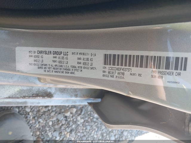 Aukcja sprzedaży 2015 Chrysler 200 Limited, vin: 1C3CCCAB3FN537371, numer aukcji: 45660956