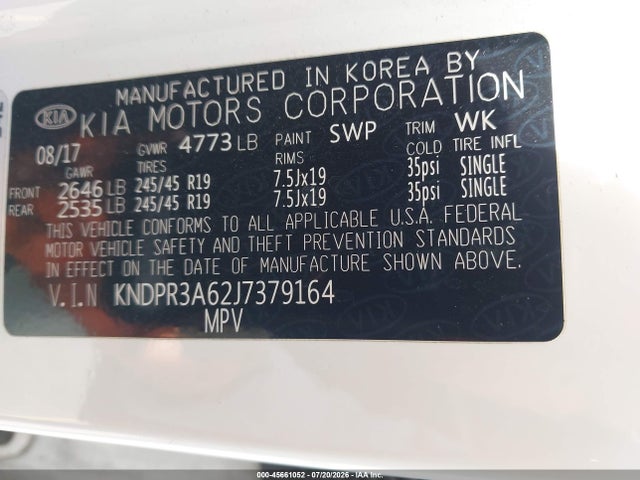 KNDPR3A62J7379164 KIA Sportage Sx Turbo