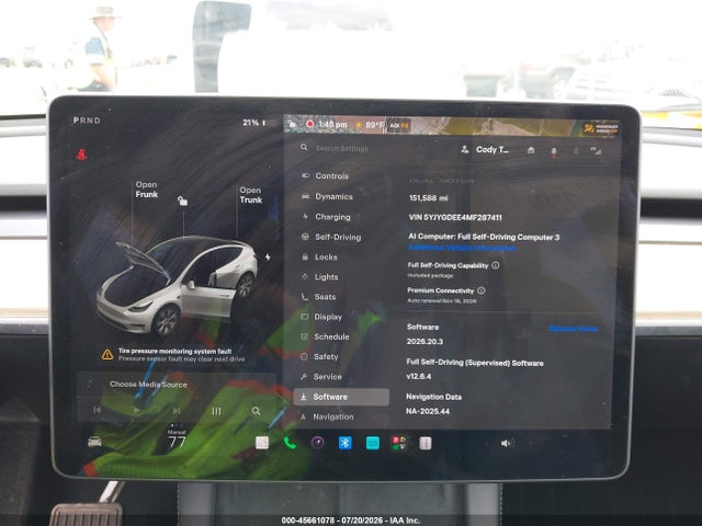 45661078 :رقم المزاد ، 5YJYGDEE4MF287411 vin ، 2021 Tesla Model Y Long Range Dual Motor All-wheel Drive مزاد بيع