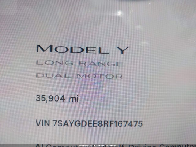 Aukcja sprzedaży 2024 Tesla Model Y Long Range Dual Motor All-wheel Drive, vin: 7SAYGDEE8RF167475, numer aukcji: 45661163