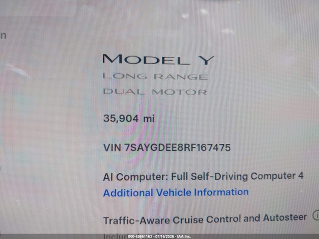 Aukcja sprzedaży 2024 Tesla Model Y Long Range Dual Motor All-wheel Drive, vin: 7SAYGDEE8RF167475, numer aukcji: 45661163