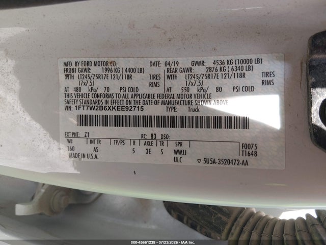 Ford F-250 Xl 2019 1FT7W2B6XKEE92715 Image 9