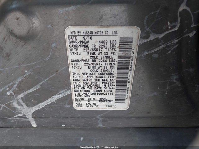 Nissan ROGUE S 2016 JN8AT2MT1GW028414 Image 9