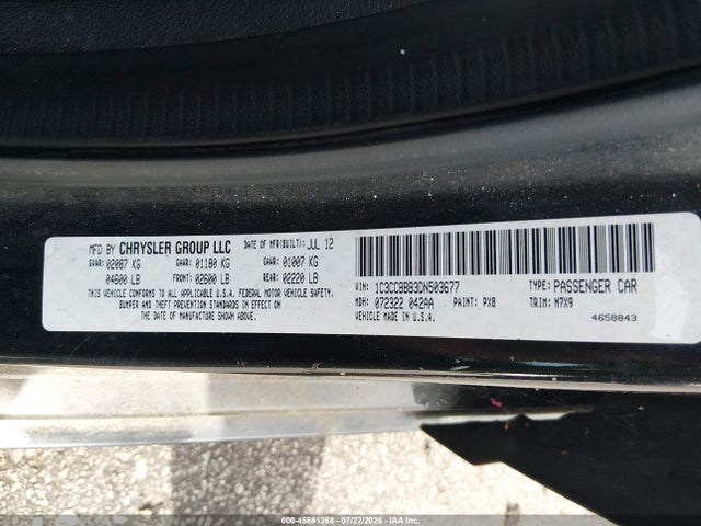 Aukcja sprzedaży 2013 Chrysler 200 Touring, vin: 1C3CCBBB3DN503677, numer aukcji: 45661268