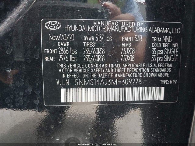 Продаж на аукціоні авто 2021 Hyundai Santa Fe Se, vin: 5NMS14AJ3MH309228, номер лоту: 45661278