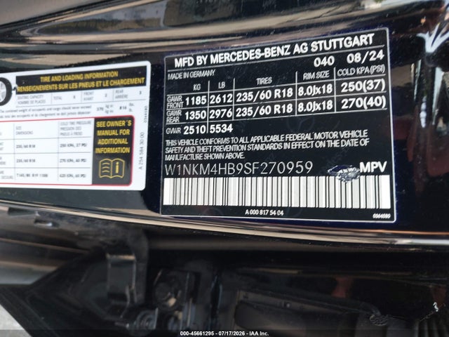 Продажа на аукционе авто 2025 Mercedes-benz Glc 300 4matic Suv, vin: W1NKM4HB9SF270959, номер лота: 45661295