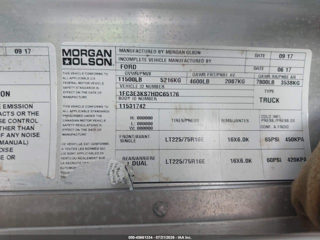 Ford E-350 Stripped 2017 1FC3E3KS7HDC65176 Image 9