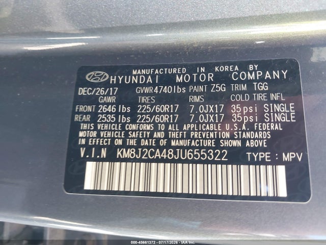 Hyundai TUCSON SE 2018 KM8J2CA48JU655322 Image 9