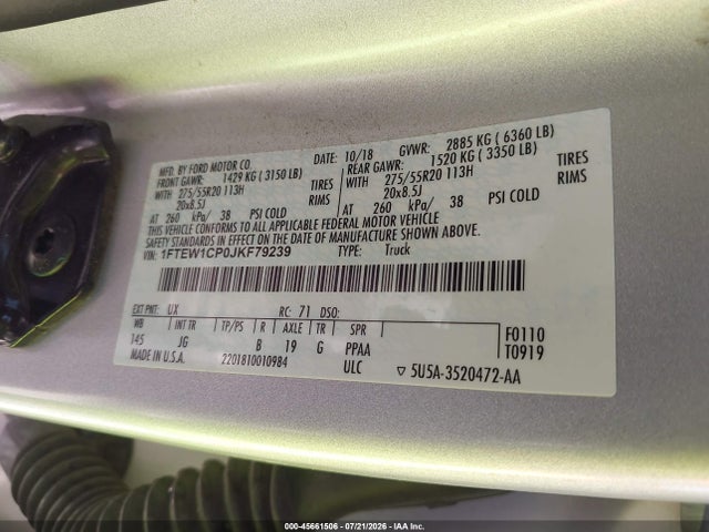 Ford F-150 Xl 2018 1FTEW1CP0JKF79239 Image 9