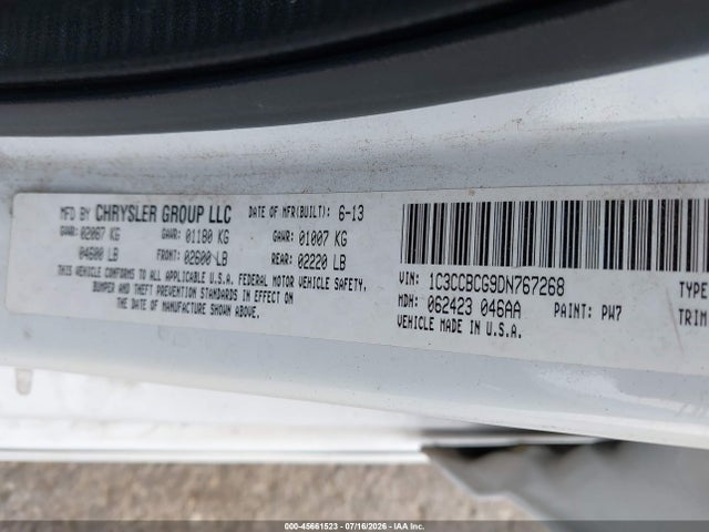 Aukcja sprzedaży 2013 Chrysler 200 Limited, vin: 1C3CCBCG9DN767268, numer aukcji: 45661523