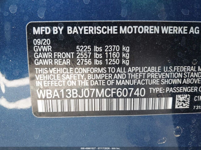 Продажа на аукционе авто 2021 Bmw 530i Xdrive, vin: WBA13BJ07MCF60740, номер лота: 45661527