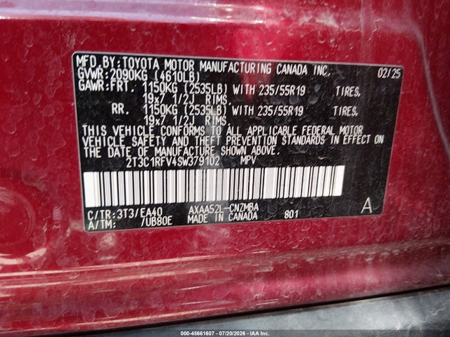 Aukcja sprzedaży 2025 Toyota Rav4 Xle Premium, vin: 2T3C1RFV4SW379102, numer aukcji: 45661607