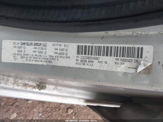 45661652 :رقم المزاد ، 1C3CDZAB3CN102667 vin ، 2012 Dodge Avenger Se مزاد بيع