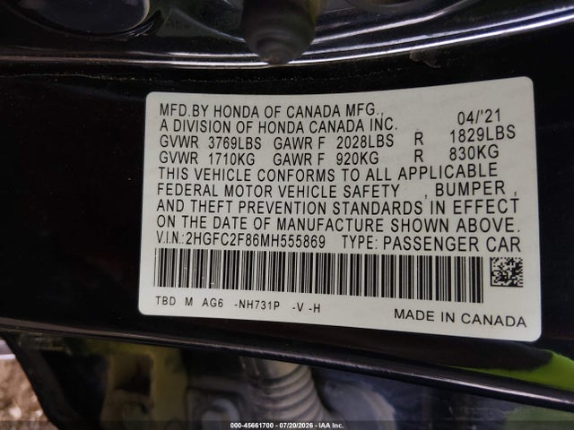 Honda Civic Sport 2021 2HGFC2F86MH555869 Image 9