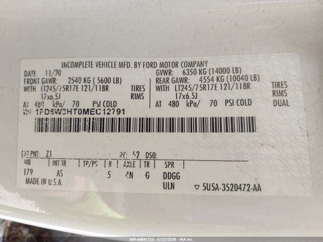 Ford F-350 Chassis Xl 2021 1FD8W3HT0MEC12791 Image 9