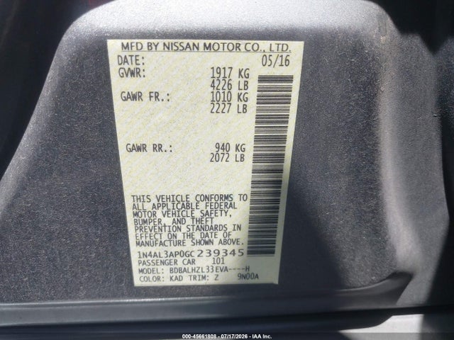 Nissan Altima 2.5 Sr 2016 1N4AL3AP0GC239345 Image 9
