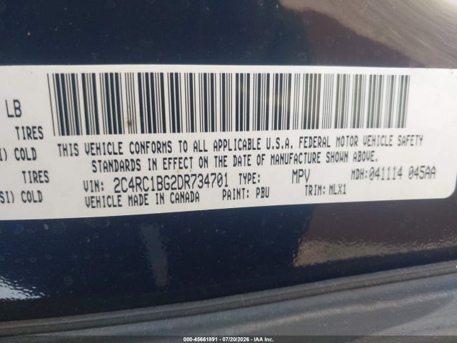 Продаж на аукціоні авто 2013 Chrysler Town & Country Touring, vin: 2C4RC1BG2DR734701, номер лоту: 45661891