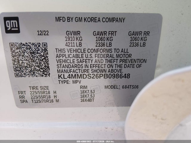 2023 Buick Encore Gx Select Fwd მანქანა იყიდება აუქციონზე, vin: KL4MMDS26PB098648, აუქციონის ნომერი: 45661902