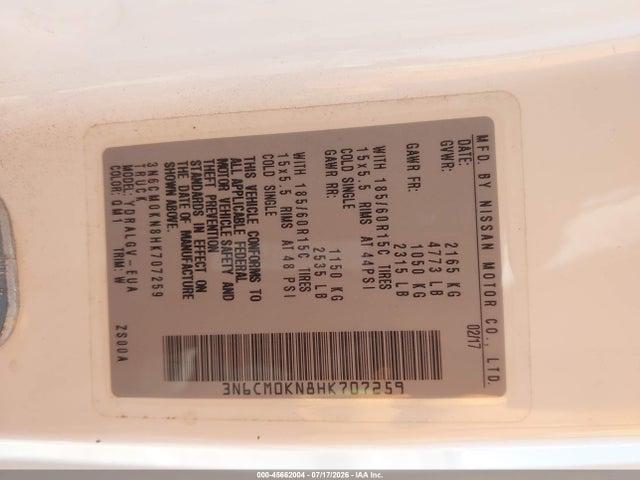 Nissan NV200 SV 2017 3N6CM0KN8HK707259 Image 9