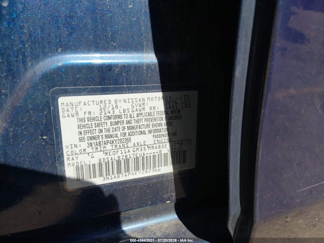 Aukcja sprzedaży 2019 Nissan Sentra S, vin: 3N1AB7AP4KY282366, numer aukcji: 45662021